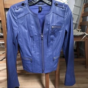 Whit House Black Market cropped leather jacket